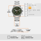 Panorama Men Quartz Green Dial Chronograph Stainless Steel Watch MK9196