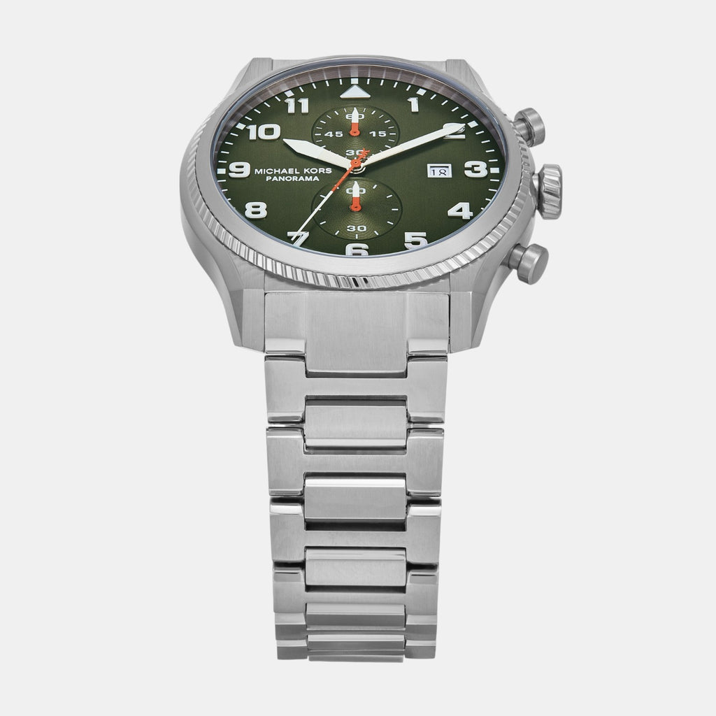 Panorama Men Quartz Green Dial Chronograph Stainless Steel Watch MK9196