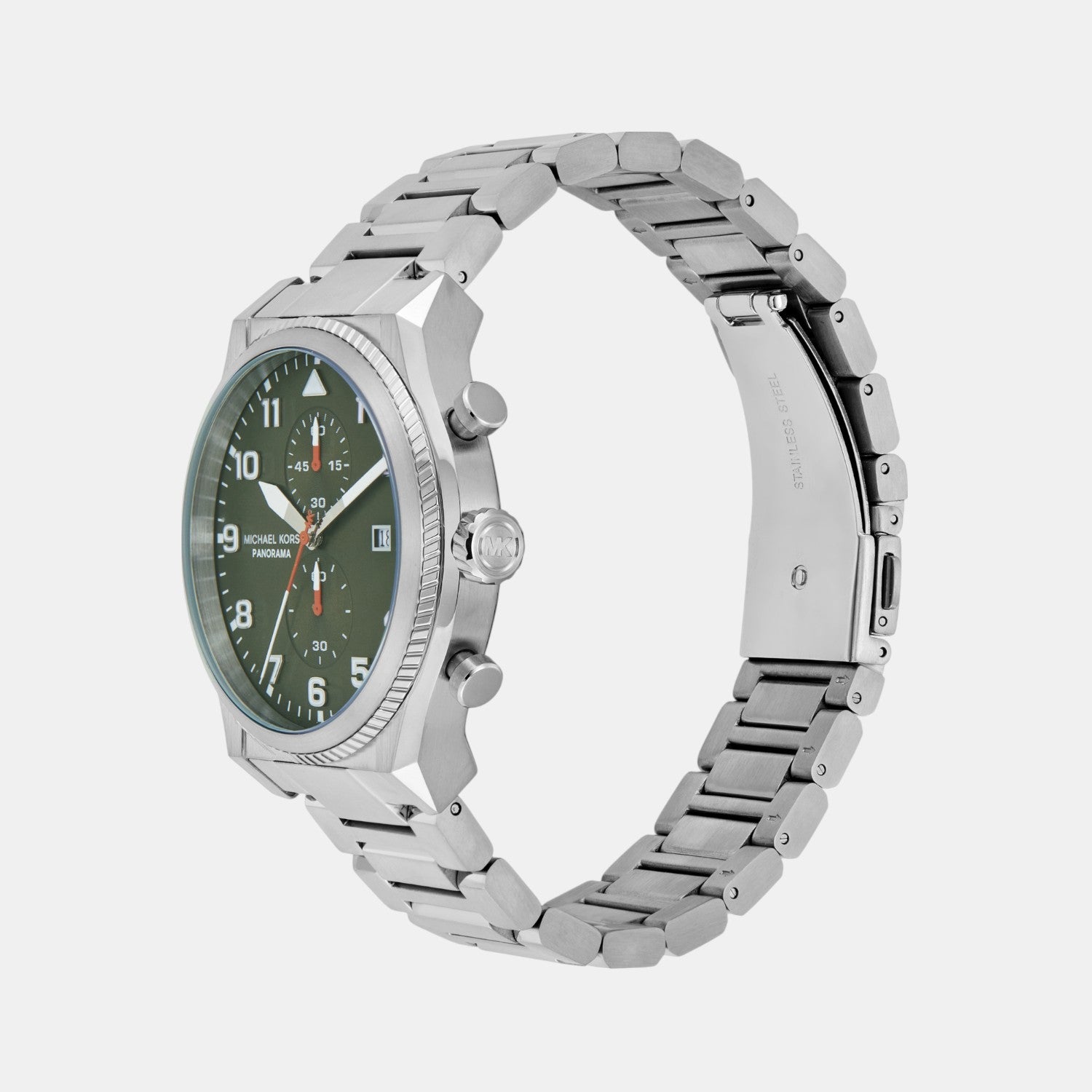 Panorama Men Quartz Green Dial Chronograph Stainless Steel Watch MK9196