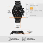 Panorama Men Quartz Black Dial Chronograph Stainless Steel Watch MK9198