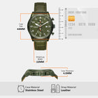 Panorama Men Quartz Green Dial Chronograph Leather Watch MK9199