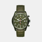 Panorama Men Quartz Green Dial Chronograph Leather Watch MK9199