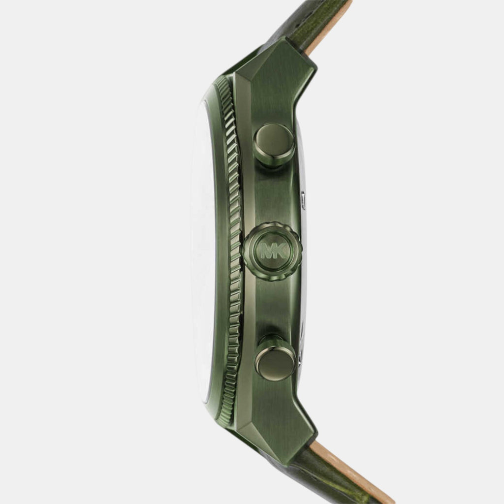 Panorama Men Quartz Green Dial Chronograph Leather Watch MK9199