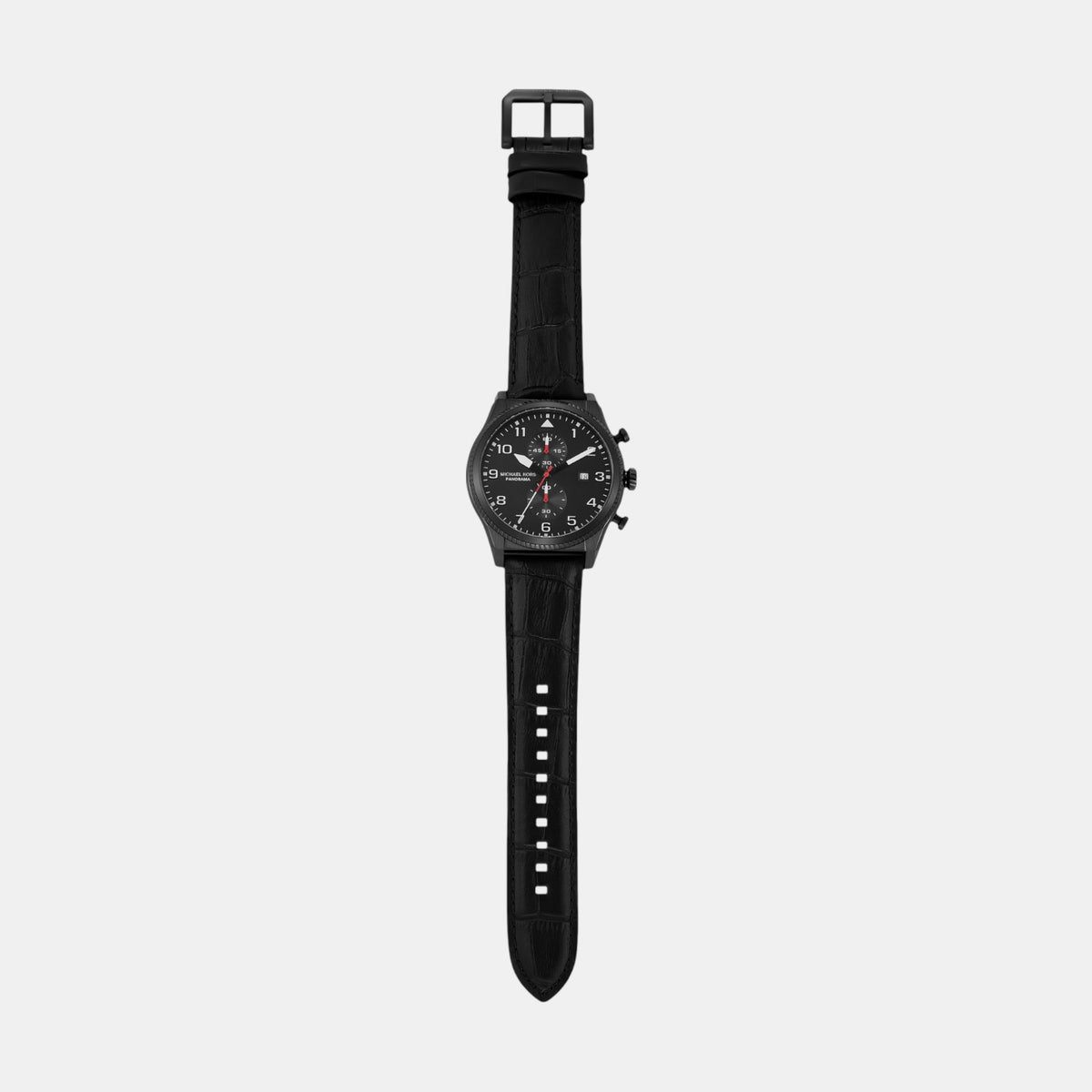 Panorama Men Quartz Black Dial Chronograph Leather Watch MK9201