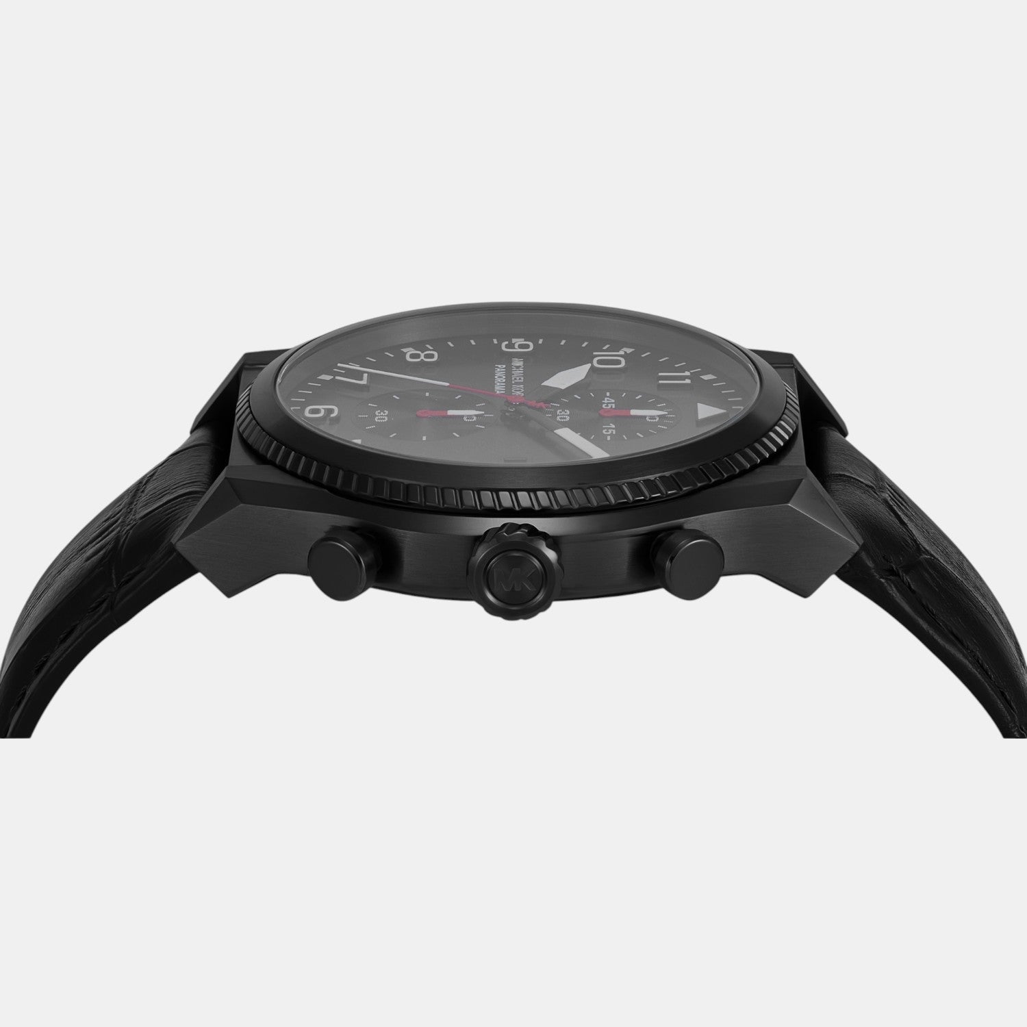 Panorama Men Quartz Black Dial Chronograph Leather Watch MK9201