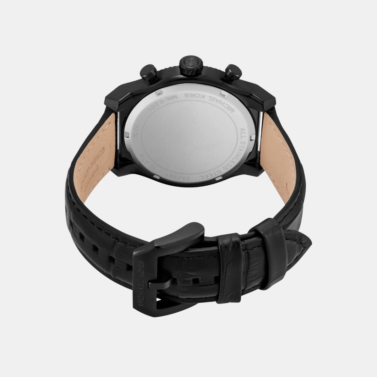 Panorama Men Quartz Black Dial Chronograph Leather Watch MK9201