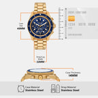 Maritime Men Quartz Blue Dial Chronograph Stainless Steel Watch MK9202