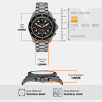 Maritime Men Quartz Black Dial Chronograph Stainless Steel Watch MK9204