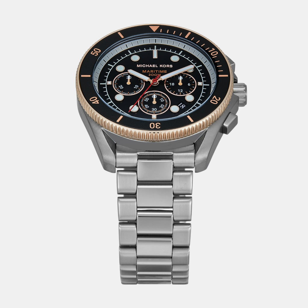 Maritime Men Quartz Black Dial Chronograph Stainless Steel Watch MK9204