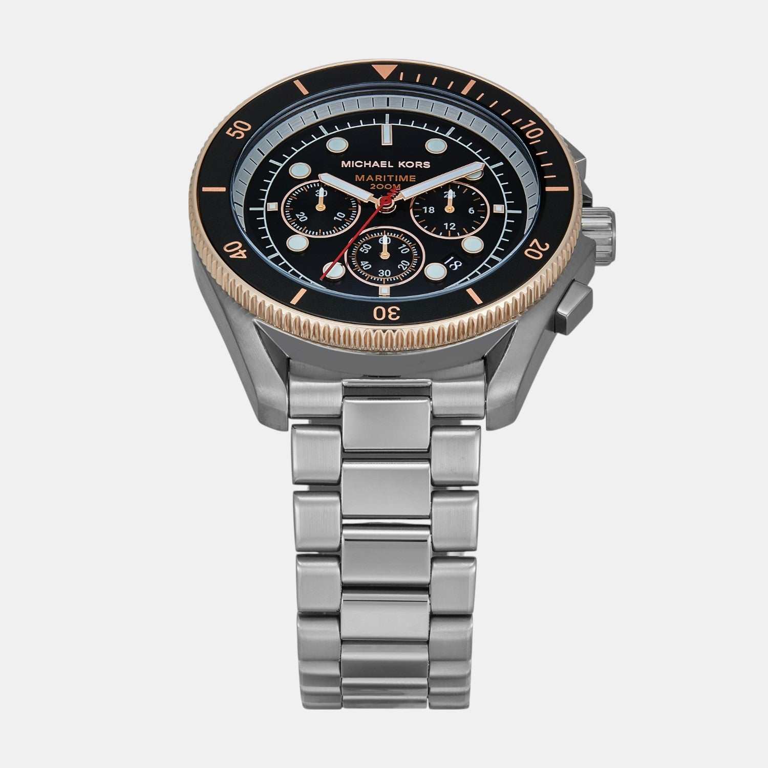 Maritime Men Quartz Black Dial Chronograph Stainless Steel Watch MK9204