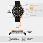 Maritime Men Quartz Black Dial Chronograph Silicone Watch MK9206