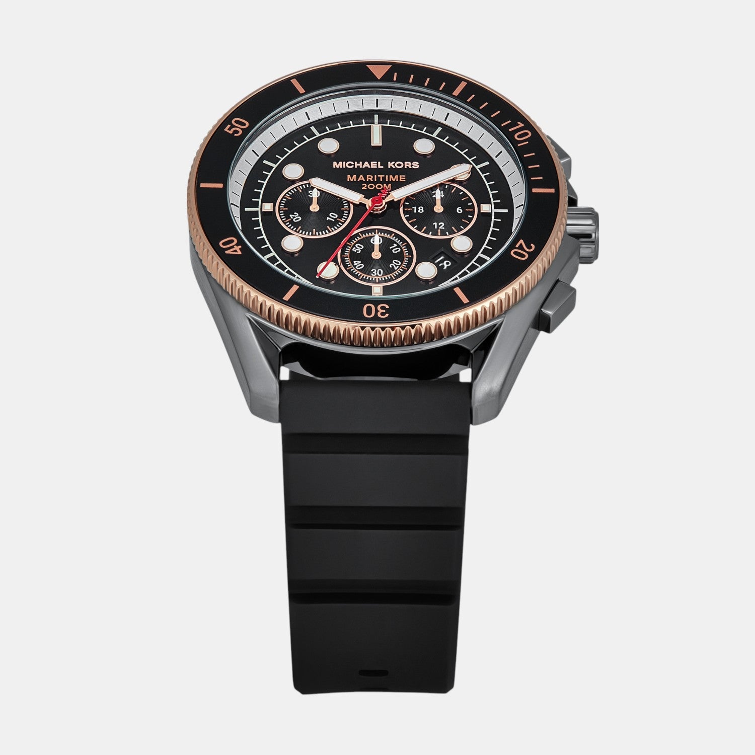 Maritime Men Quartz Black Dial Chronograph Silicone Watch MK9206