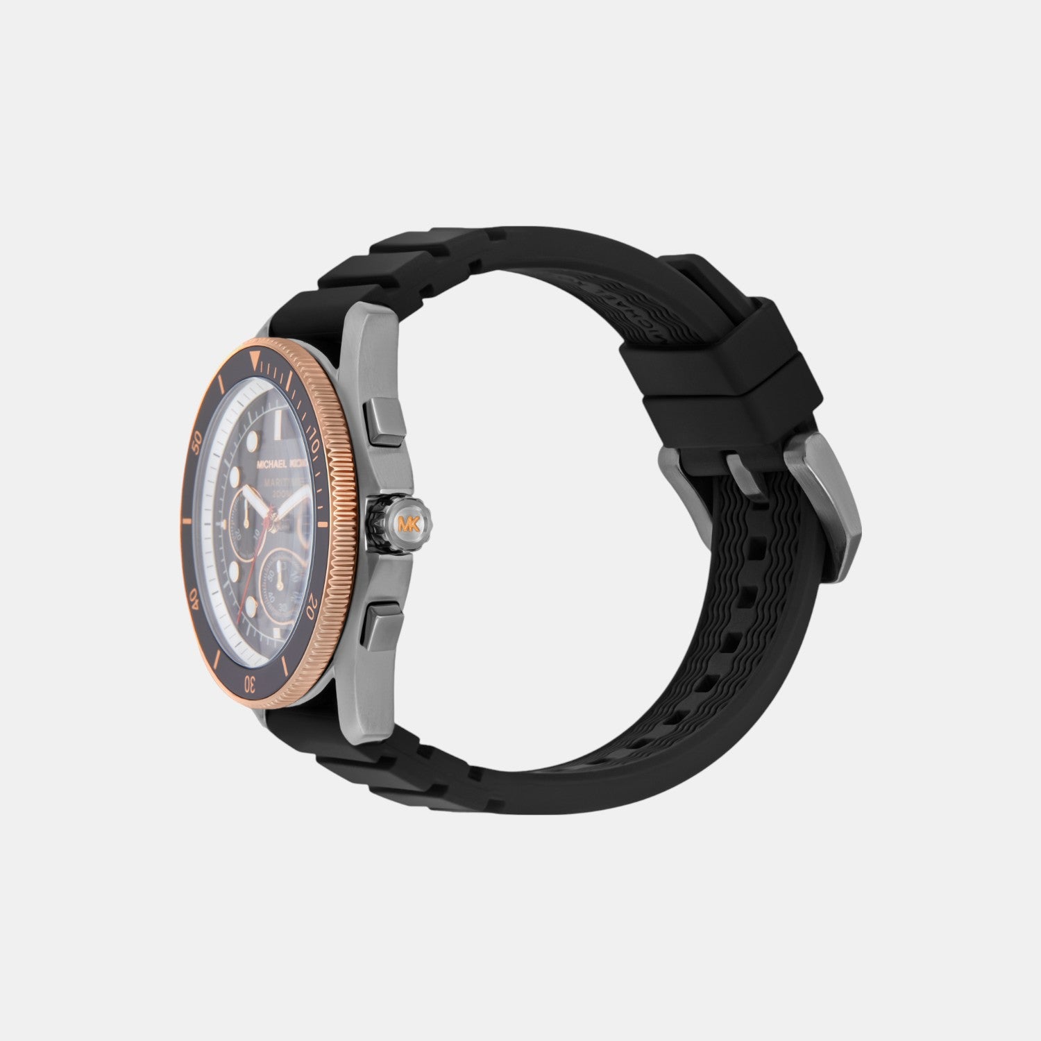 Maritime Men Quartz Black Dial Chronograph Silicone Watch MK9206