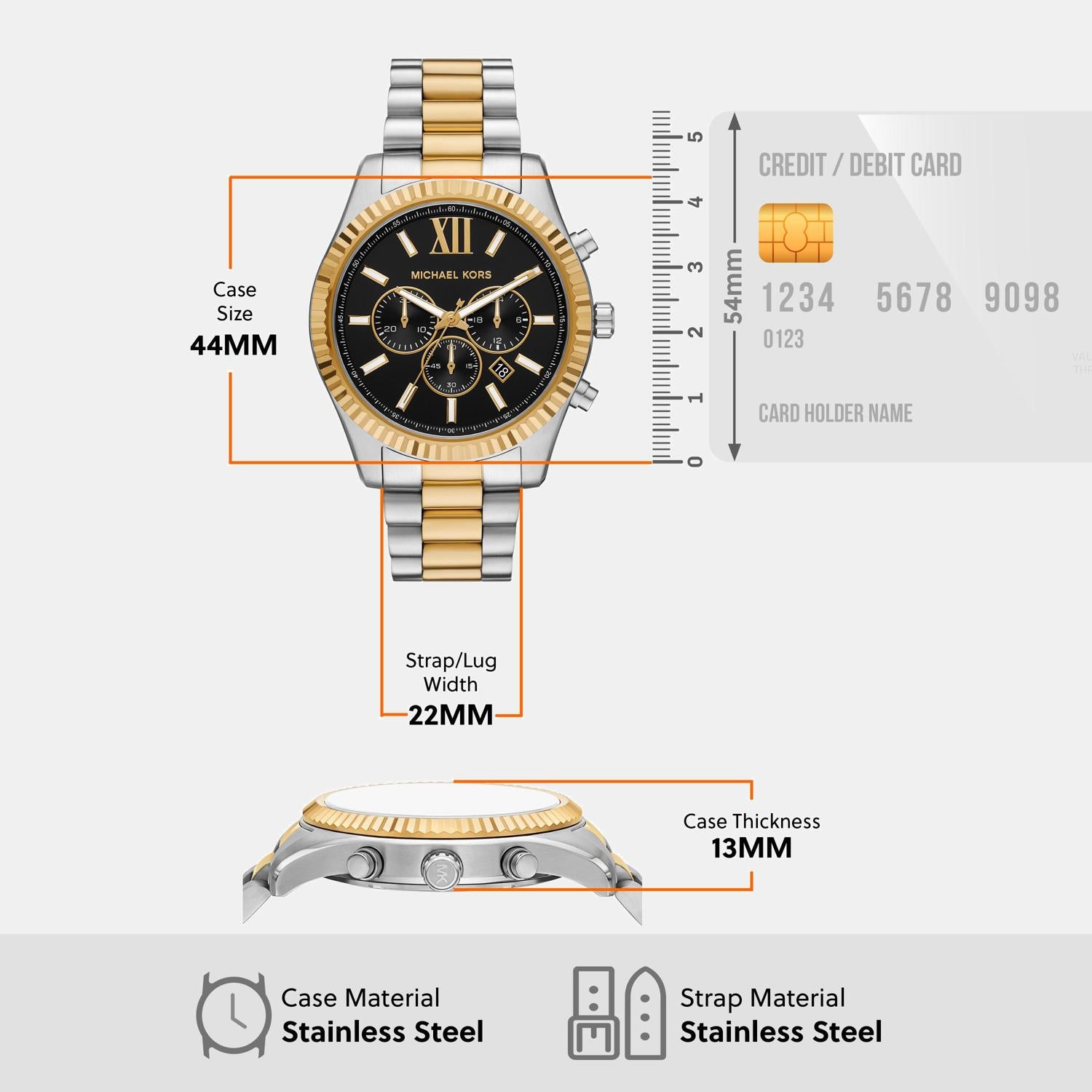 Lexington Men Quartz Black Dial Chronograph Stainless Steel Watch MK9207