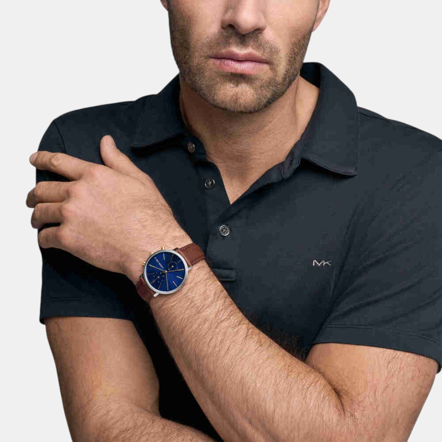 Blake Men Quartz Blue Dial Chronograph Leather Watch MK9209