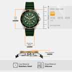 Maritime Men Quartz Black Dial Chronograph Silicone Watch MK9214