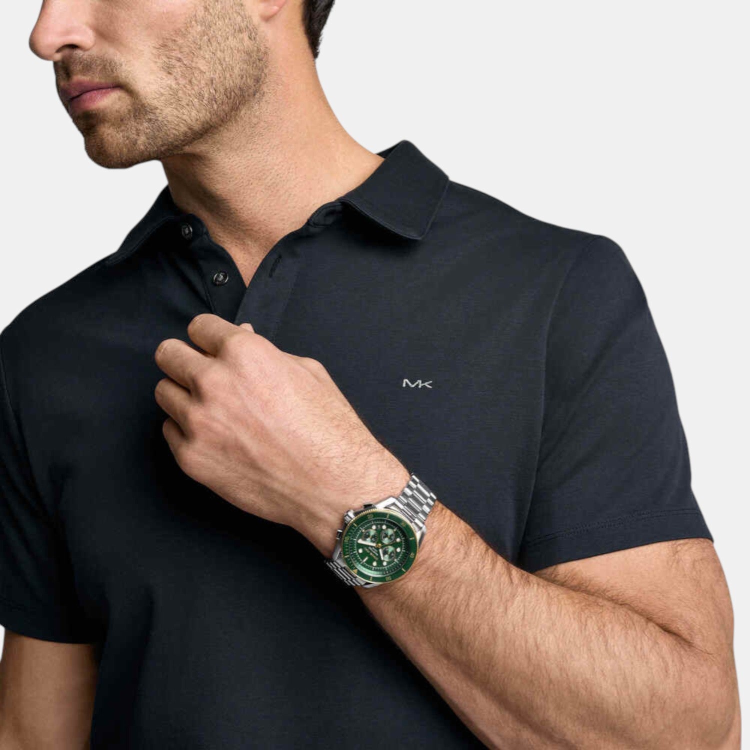 Maritime Men Quartz Green Dial Chronograph Stainless Steel Watch MK9215