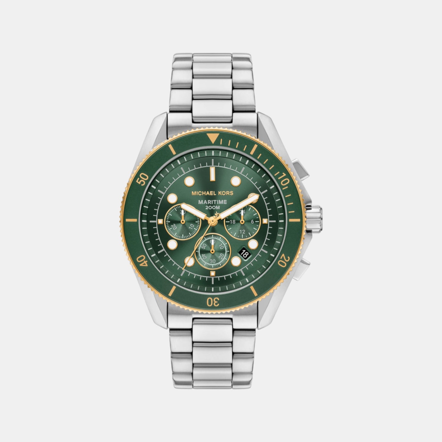 Maritime Men Quartz Green Dial Chronograph Stainless Steel Watch MK9215