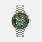Maritime Men Quartz Green Dial Chronograph Stainless Steel Watch MK9215
