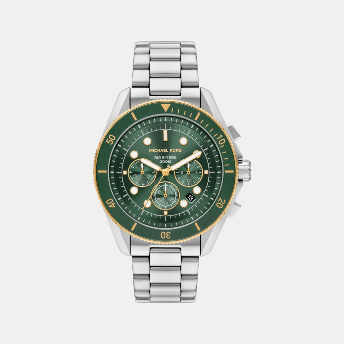 Maritime Men Quartz Green Dial Chronograph Stainless Steel Watch MK9215