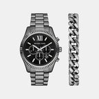 Lexington Men Quartz Black Dial Chronograph Stainless Steel Watch MK9217SET