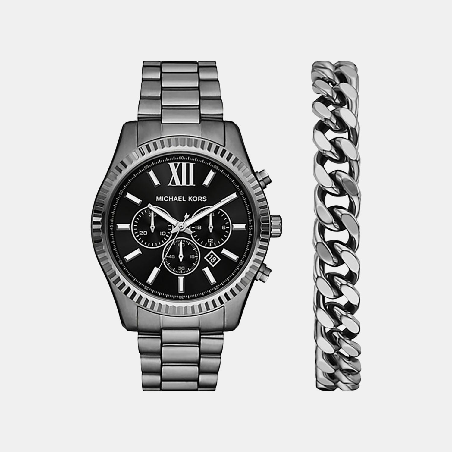 Lexington Men Quartz Black Dial Chronograph Stainless Steel Watch MK9217SET