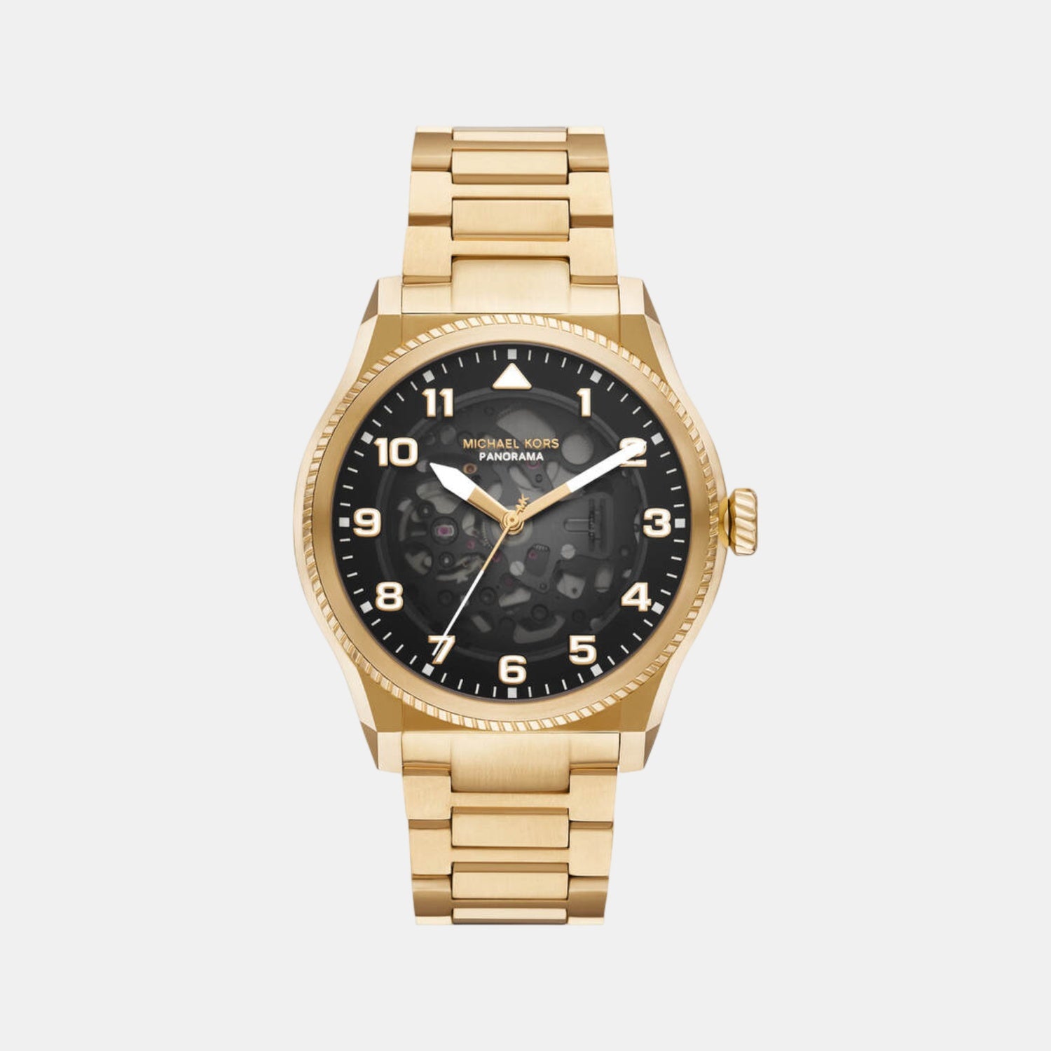 Panorama Men Automatic Black Dial Analog Stainless Steel Watch MK9218