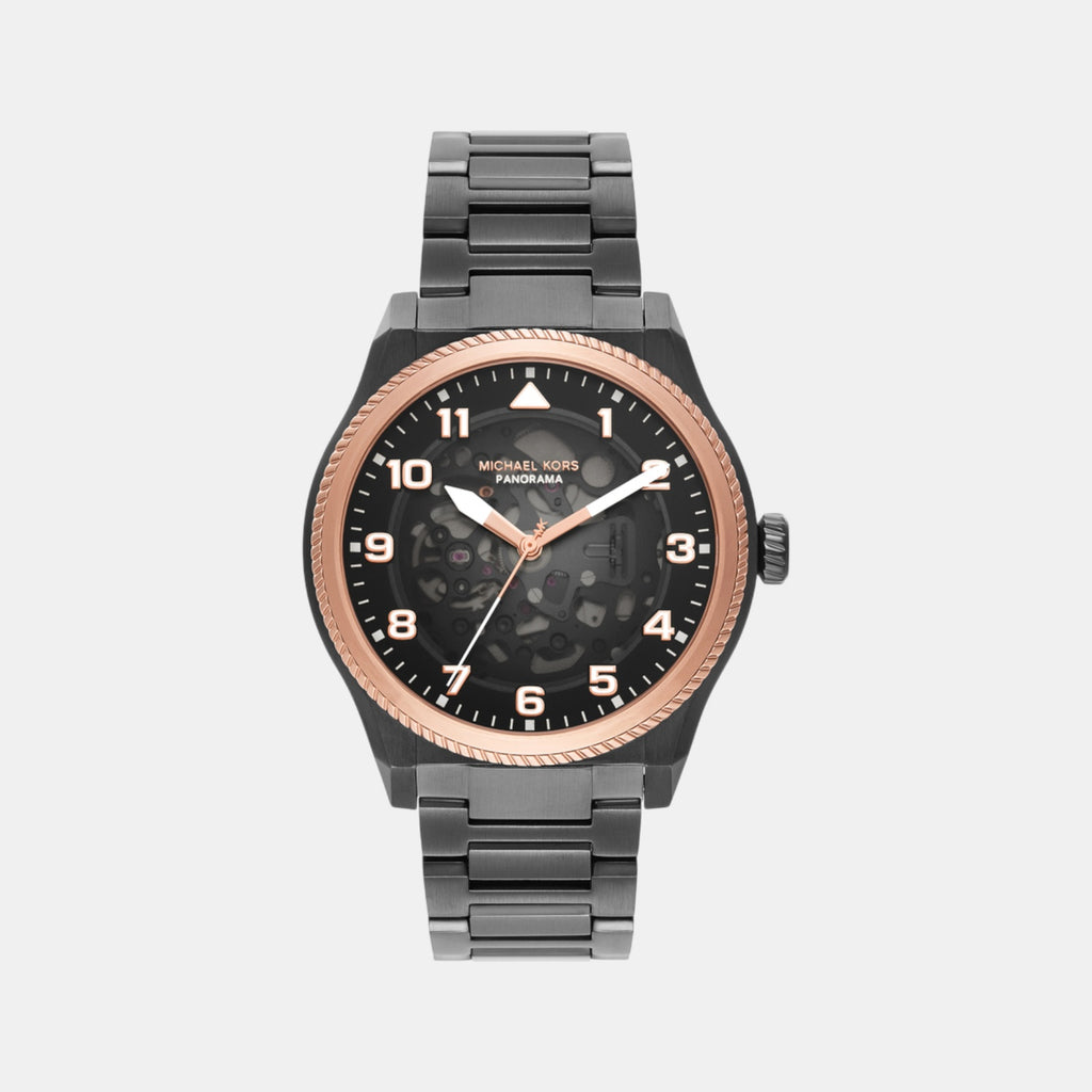 Panorama Men Automatic Black Dial Analog Stainless Steel Watch MK9219