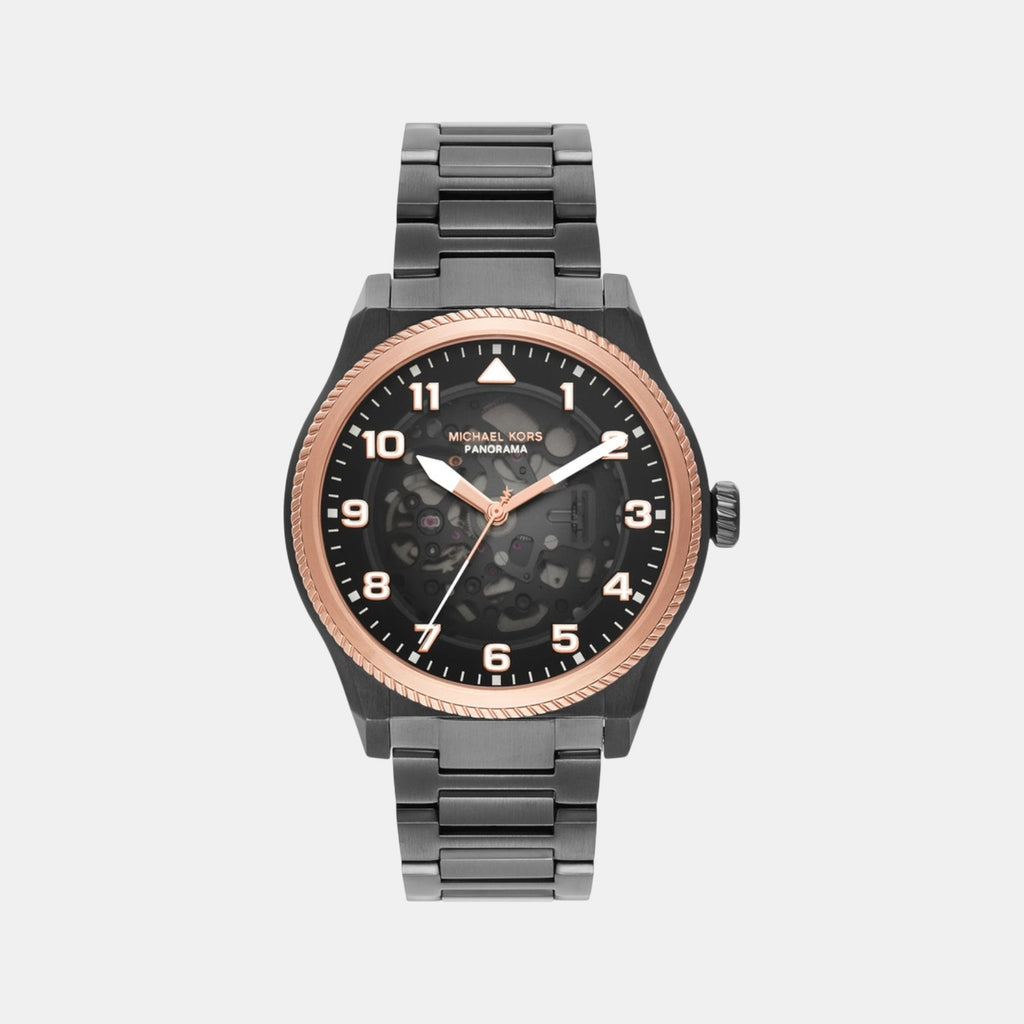 Panorama Men Automatic Black Dial Analog Stainless Steel Watch MK9219