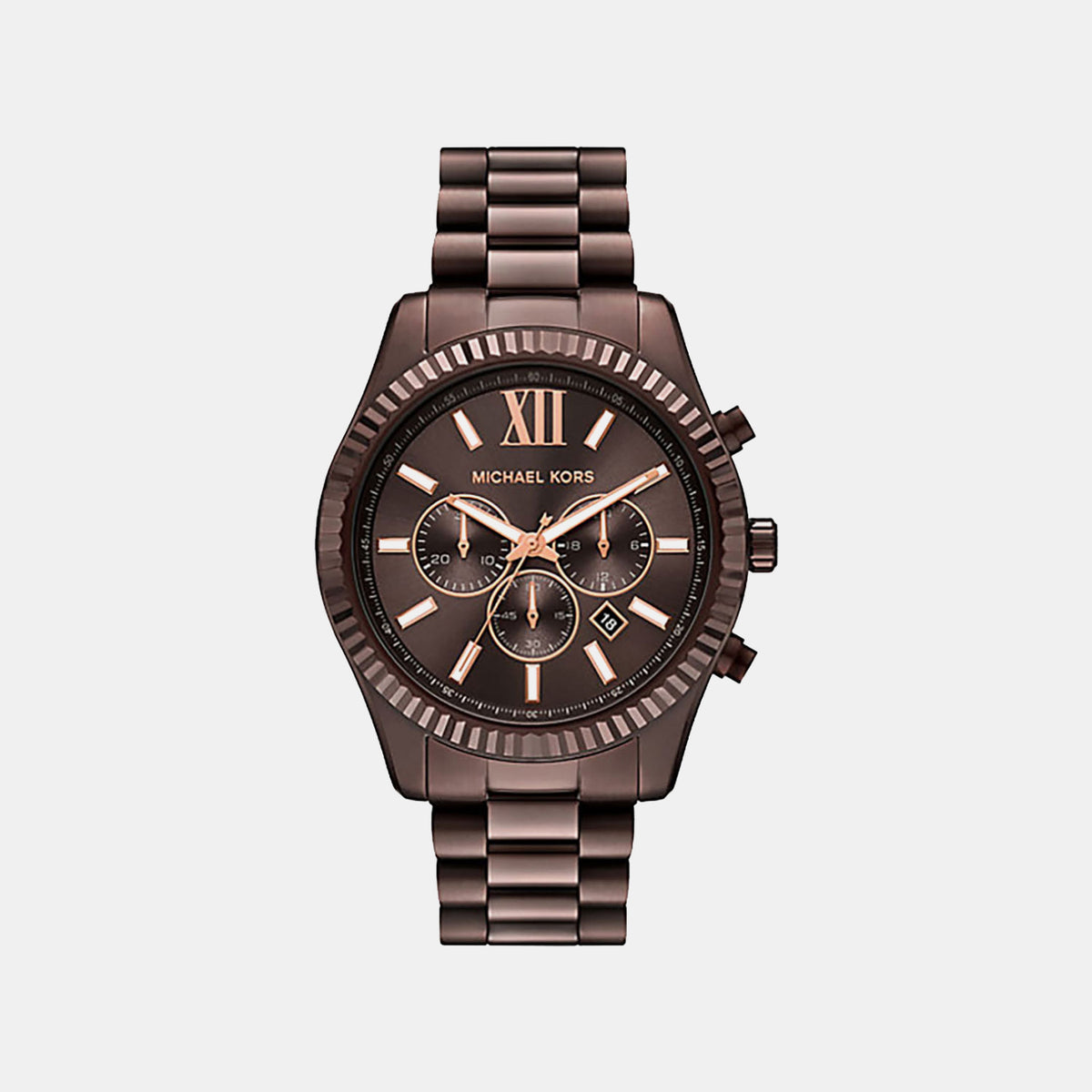 Lexington Men Quartz Brown Dial Chronograph Stainless Steel Watch MK9224