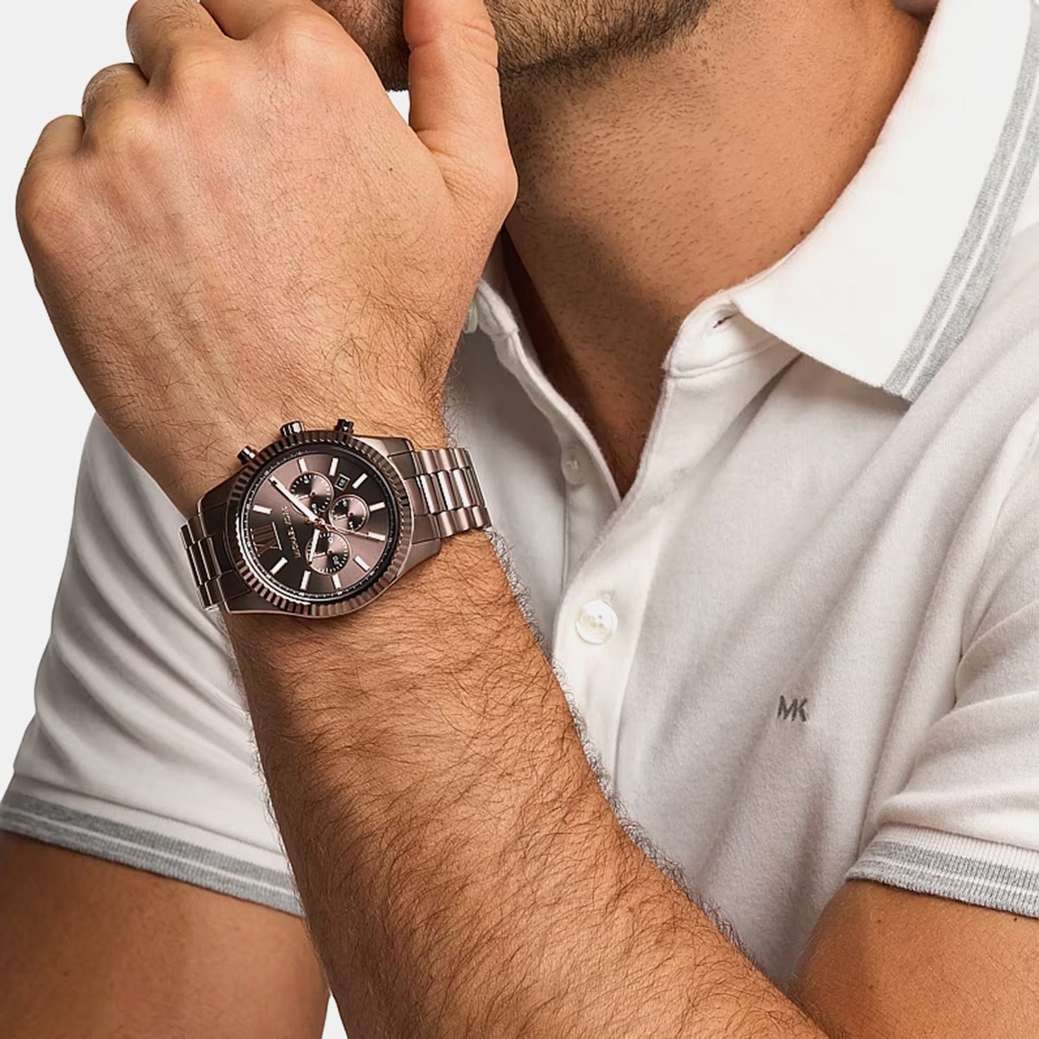 Lexington Men Quartz Brown Dial Analog Stainless Steel Watch MK9224