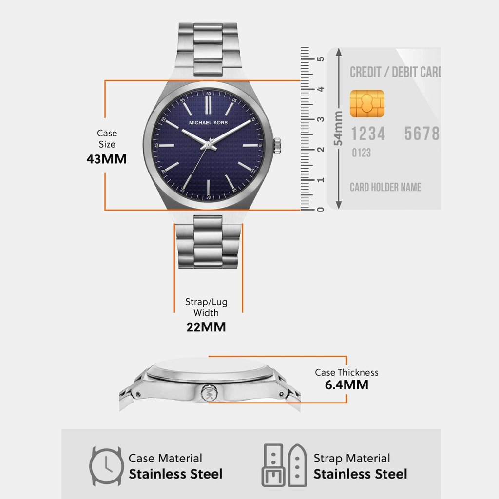 Lenox Men Quartz Blue Dial Analog Stainless Steel Watch MK9227