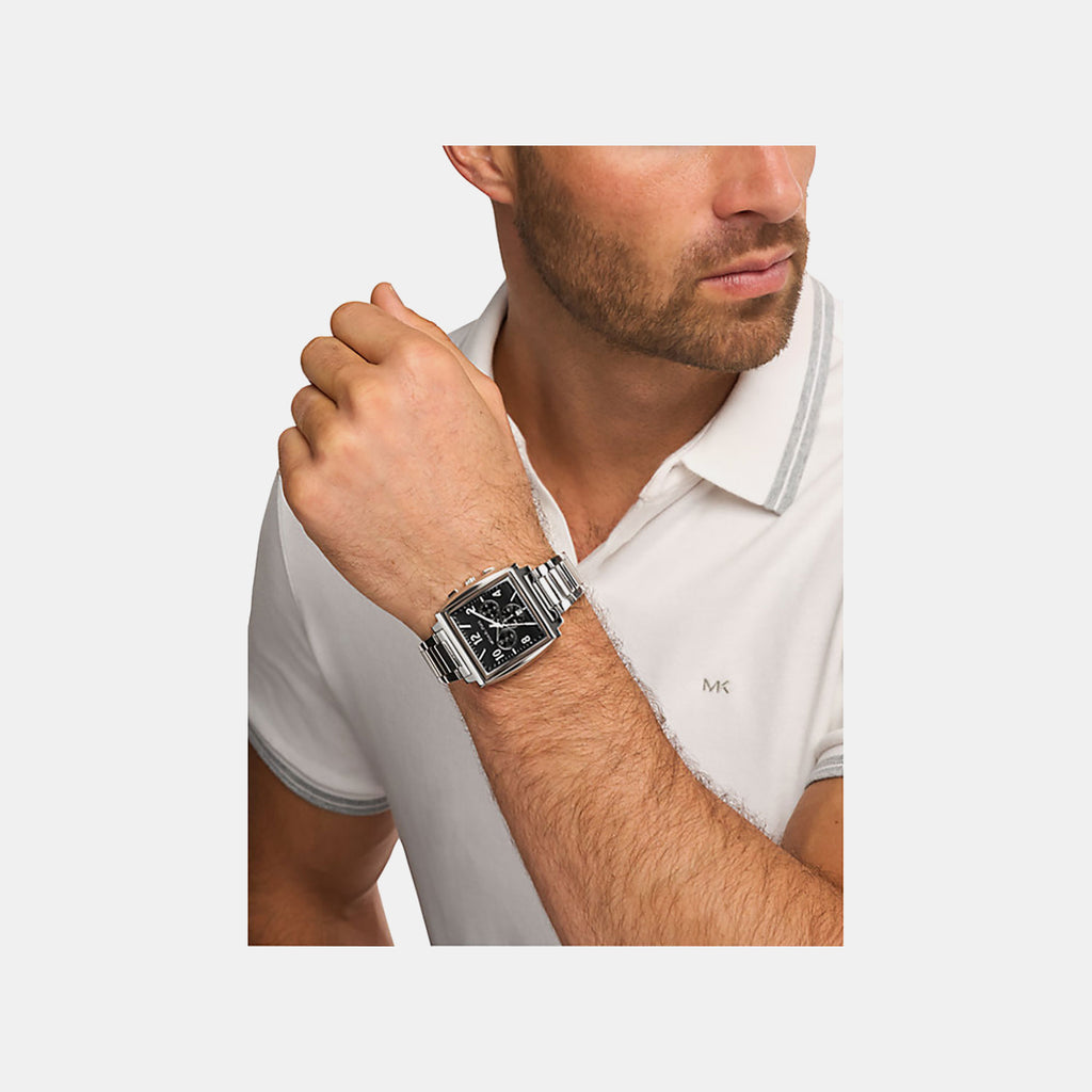 Rhys Men Quartz Black Dial Chronograph Stainless Steel Watch MK9230