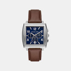 Rhys Men Quartz Blue Dial Chronograph Leather Watch MK9231
