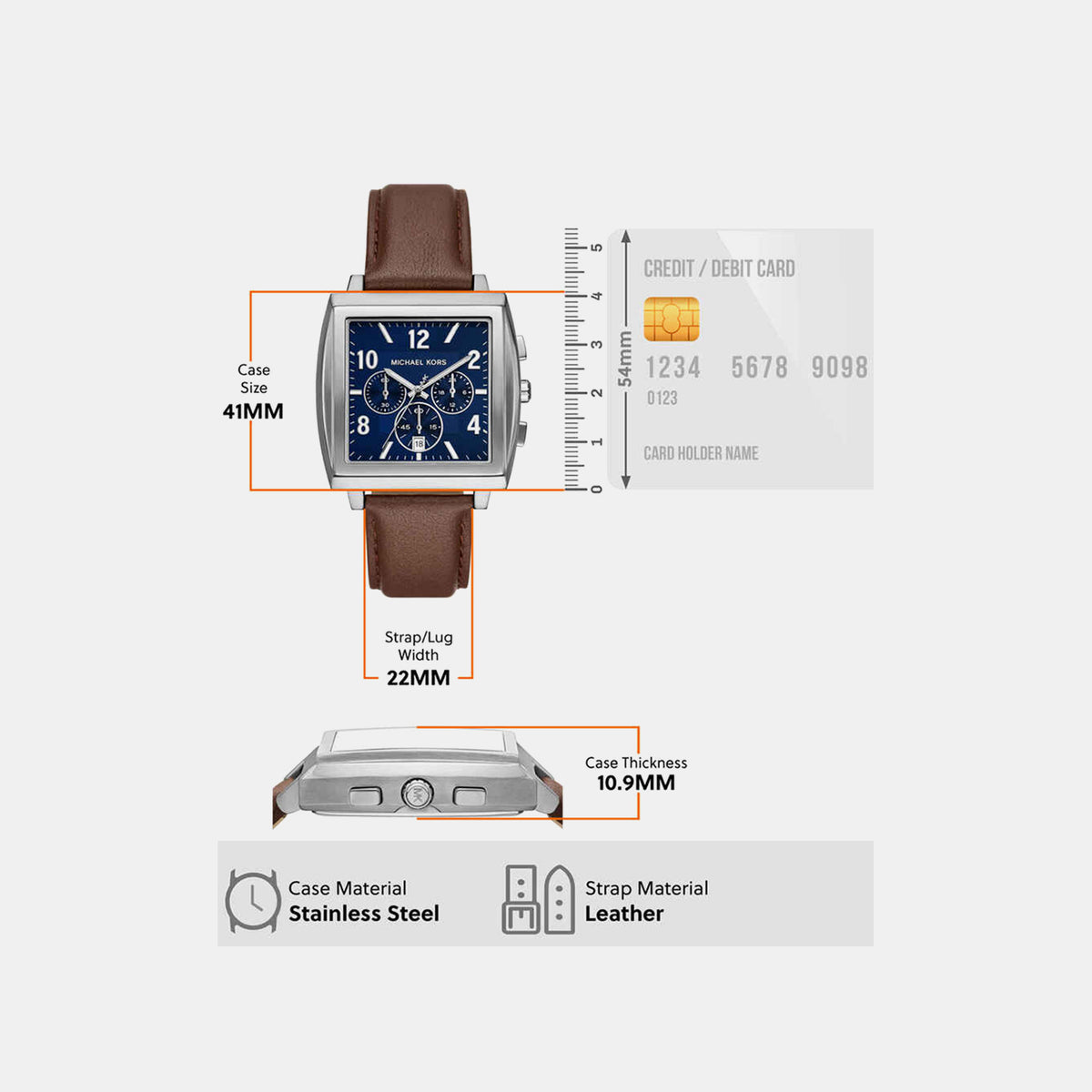 Rhys Men Quartz Blue Dial Analog Leather Watch MK9231