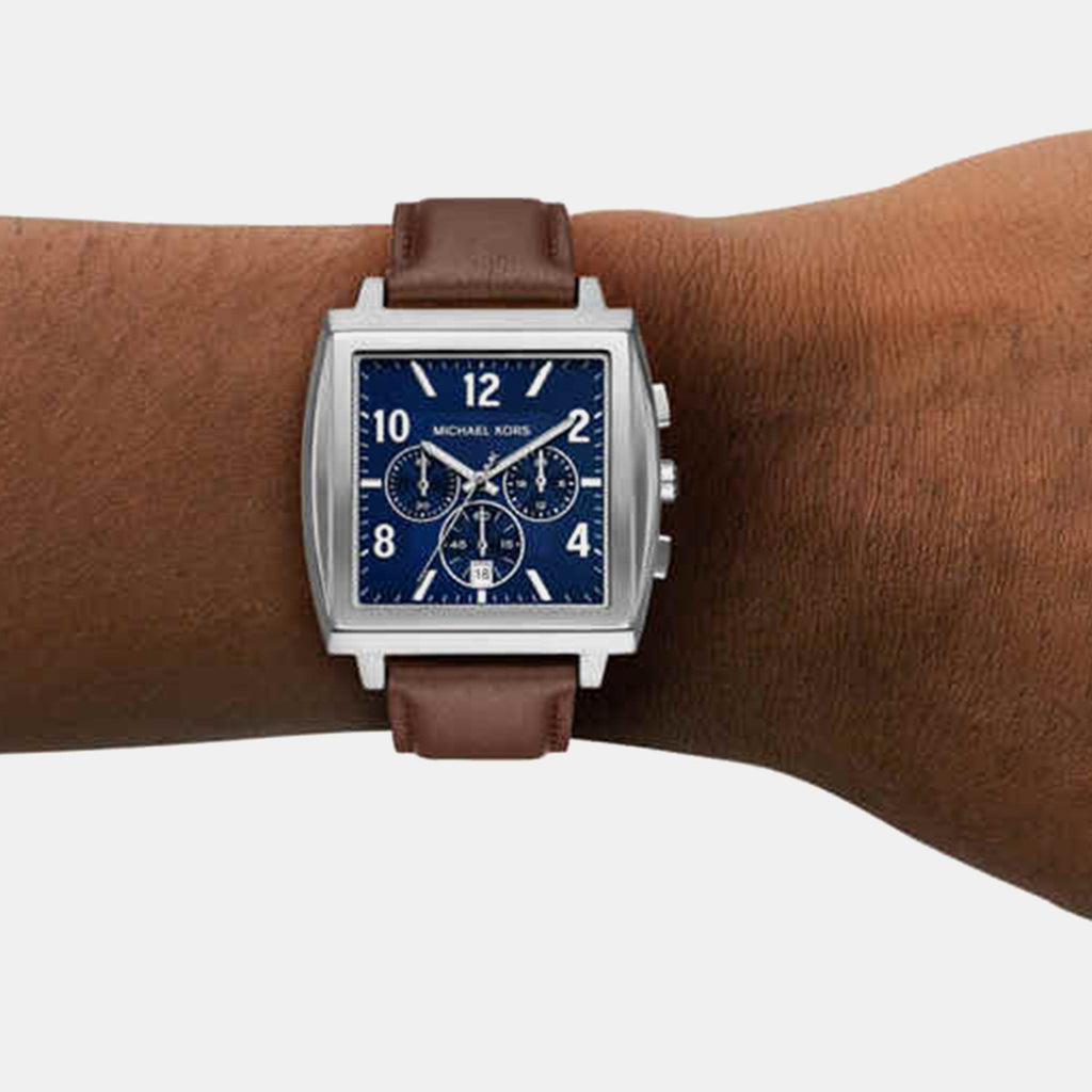 Rhys Men Quartz Blue Dial Chronograph Leather Watch MK9231