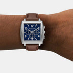 Rhys Men Quartz Blue Dial Chronograph Leather Watch MK9231