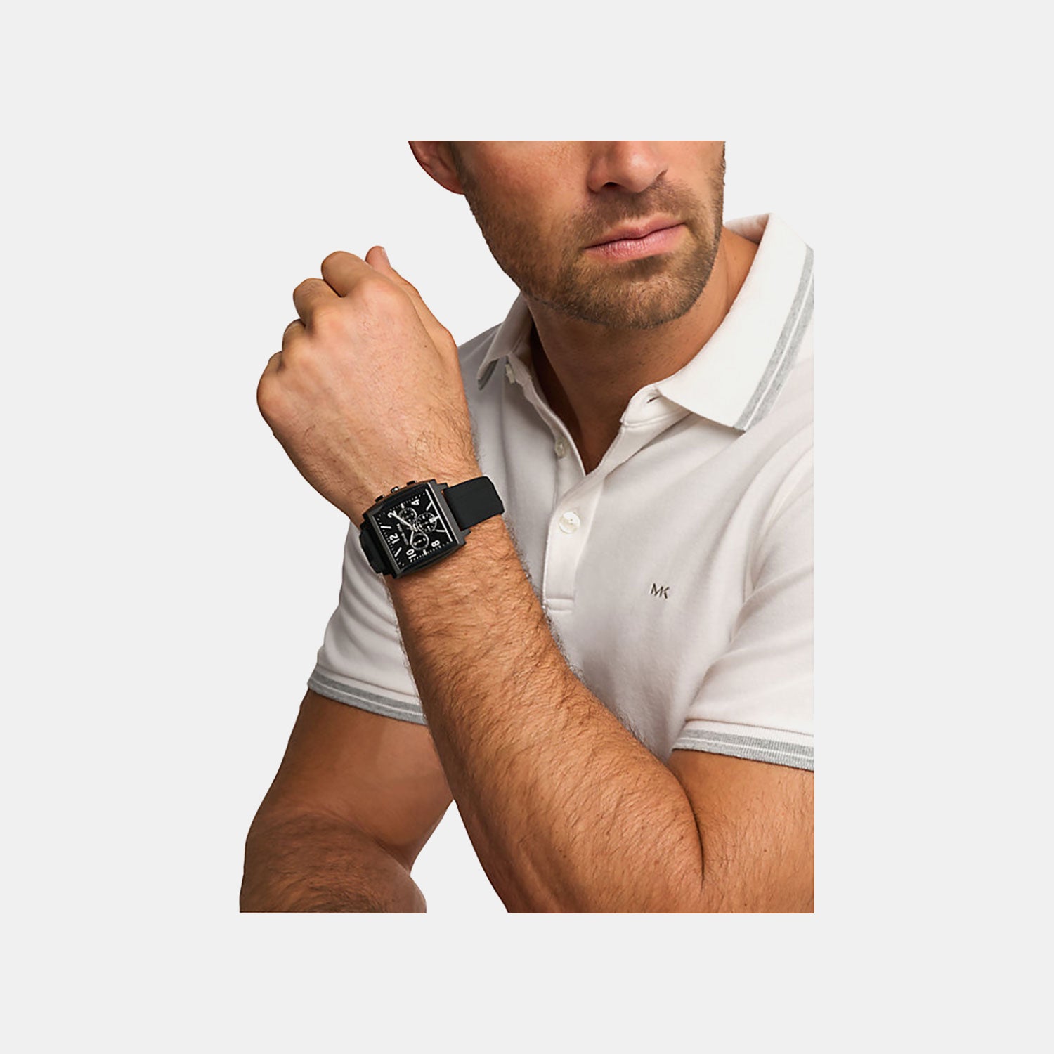 Rhys Men Quartz Black Dial Analog Silicone Watch MK9233