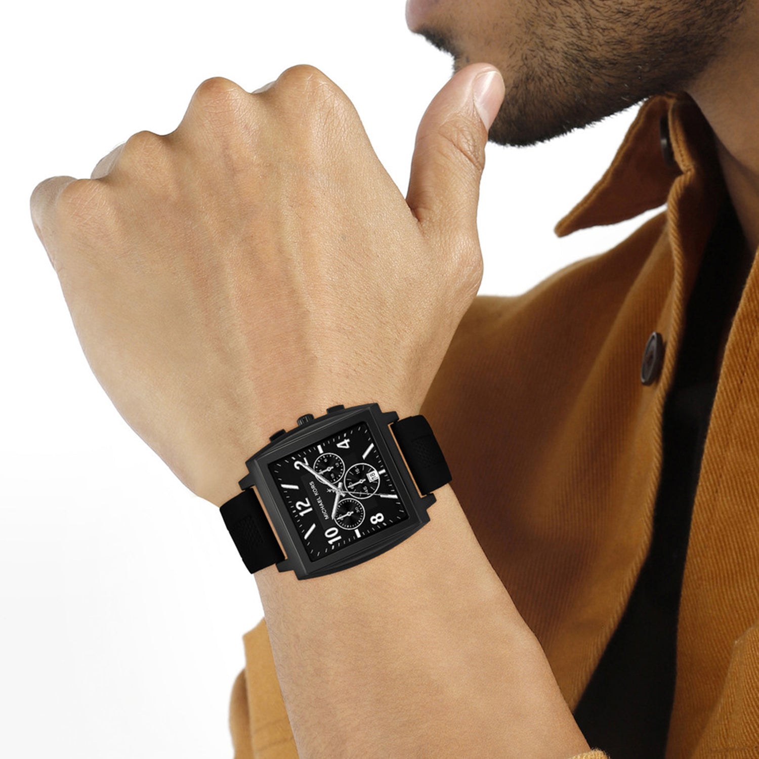 Rhys Men Quartz Black Dial Analog Silicone Watch MK9233