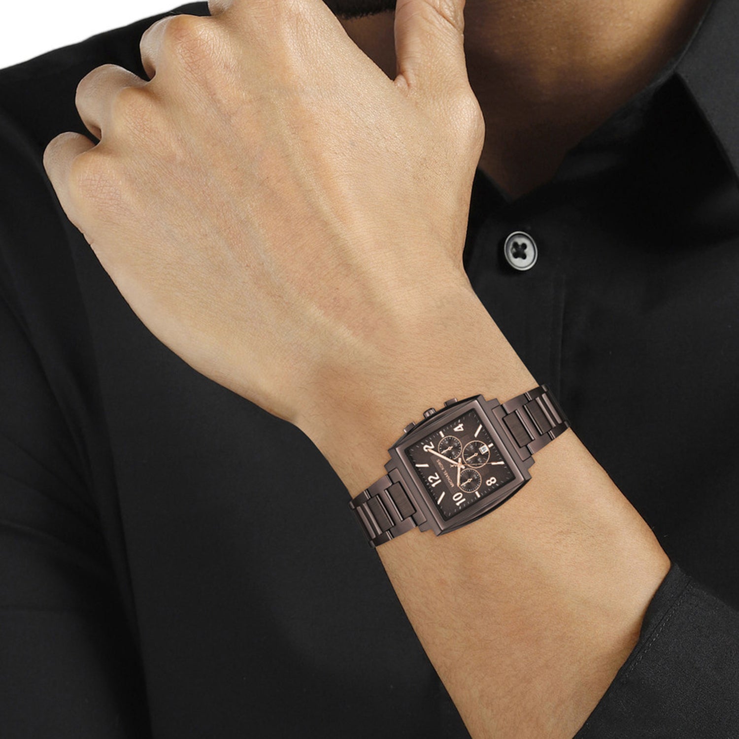 Rhys Men Quartz Brown Dial Analog Stainless Steel Watch MK9234