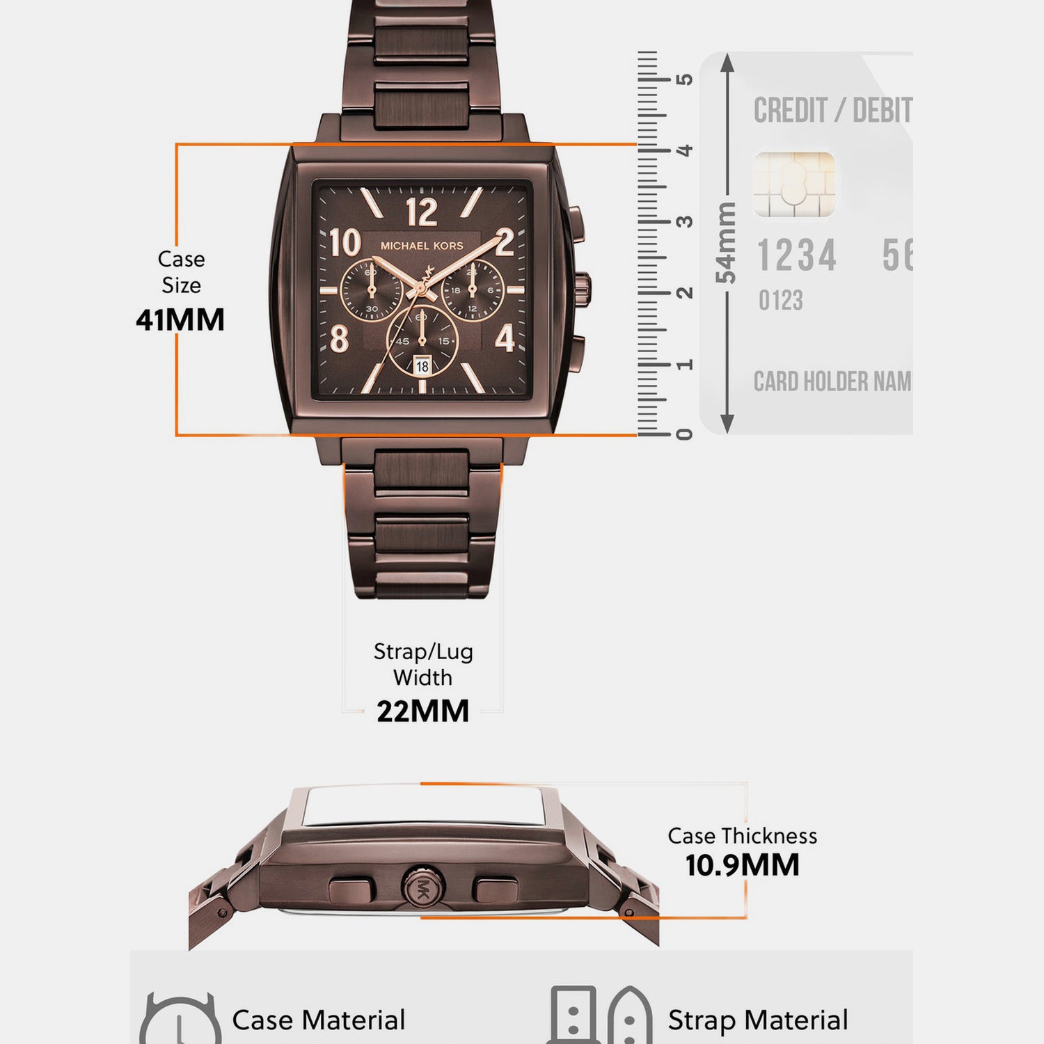 Rhys Men Quartz Brown Dial Analog Stainless Steel Watch MK9234
