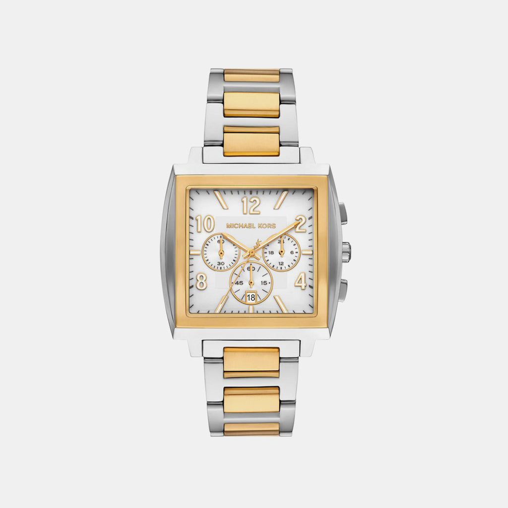 Men Quartz White Dial Chronograph Stainless Steel Watch MK9240