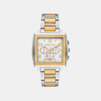 Men Quartz White Dial Chronograph Stainless Steel Watch MK9240