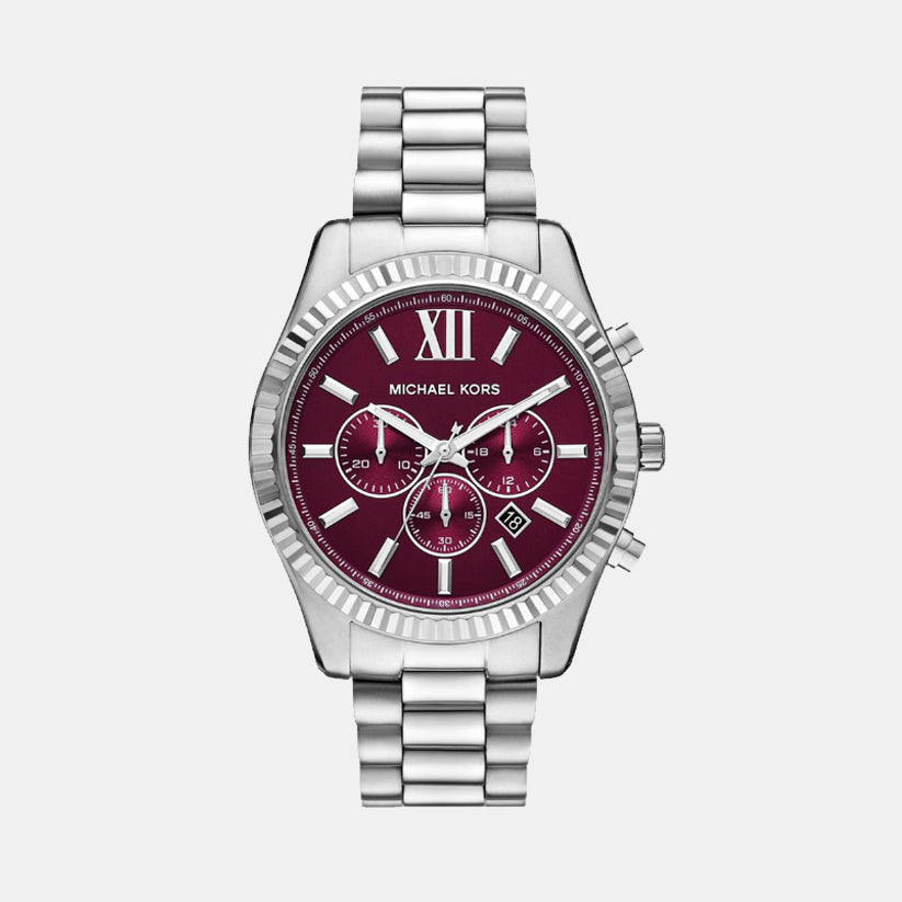 Lexington Men Quartz Red Dial Chronograph Stainless Steel Watch MK9242