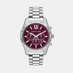 Lexington Men Quartz Red Dial Chronograph Stainless Steel Watch MK9242