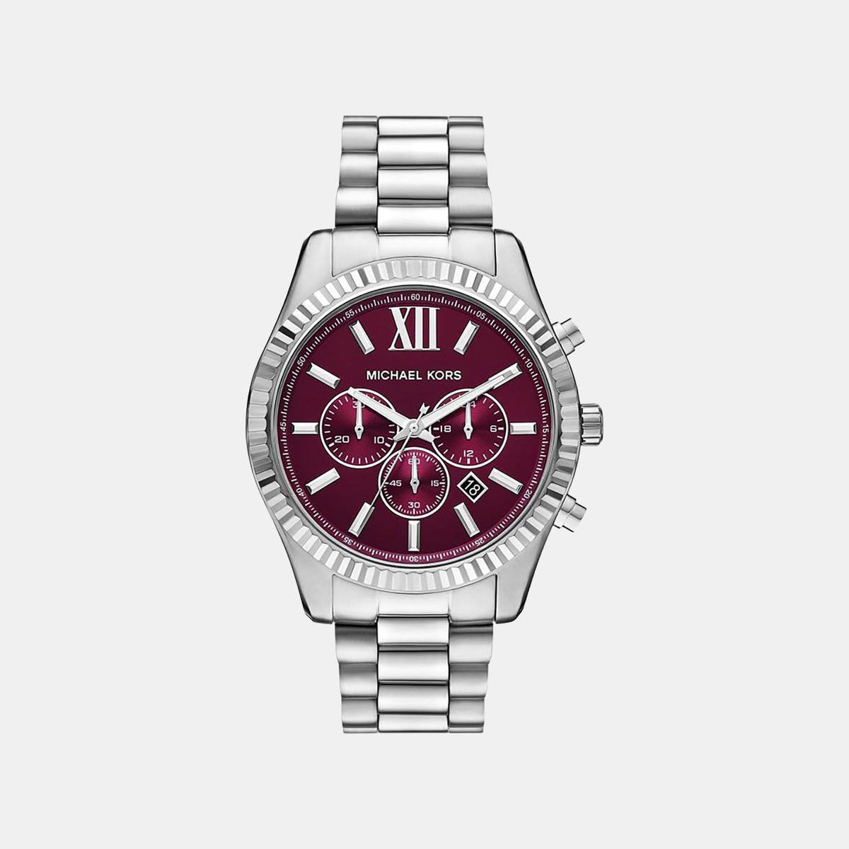 Lexington Men Quartz Red Dial Chronograph Stainless Steel Watch MK9242