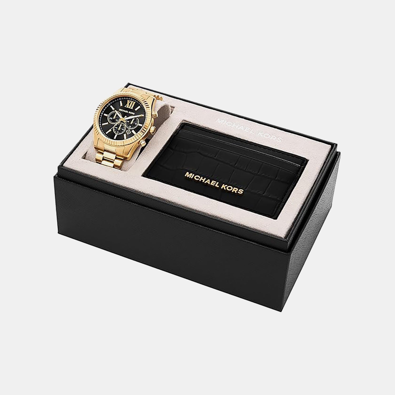 Lexington Men Quartz Black Dial Chronograph Stainless Steel Watch MK9245SET