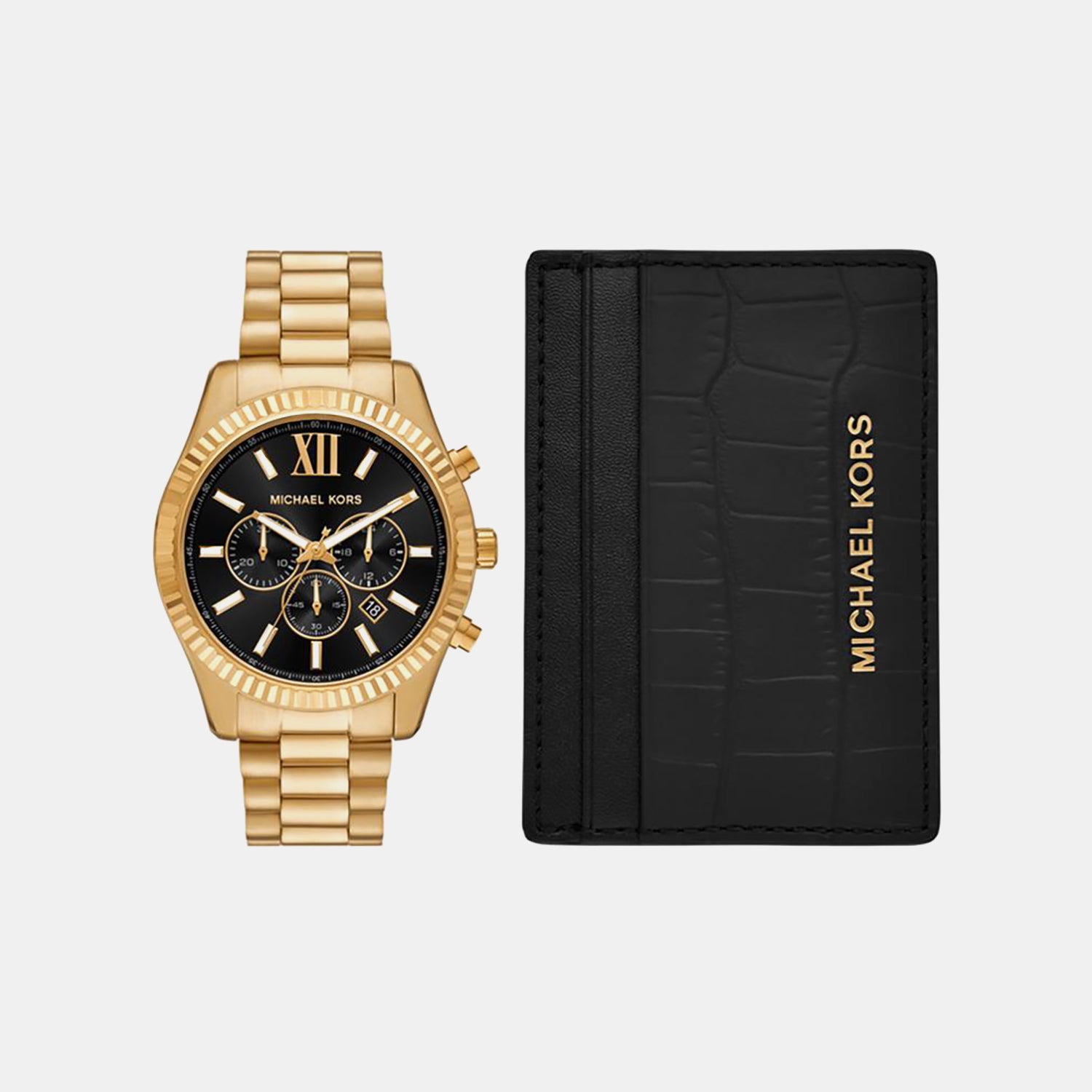 Lexington Men Quartz Black Dial Chronograph Stainless Steel Watch MK9245SET