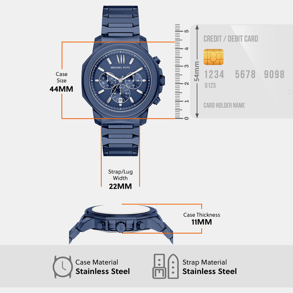 Prescott Men Quartz Blue Dial Chronograph Stainless Steel Watch MK9251