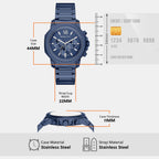 Prescott Men Quartz Blue Dial Chronograph Stainless Steel Watch MK9251